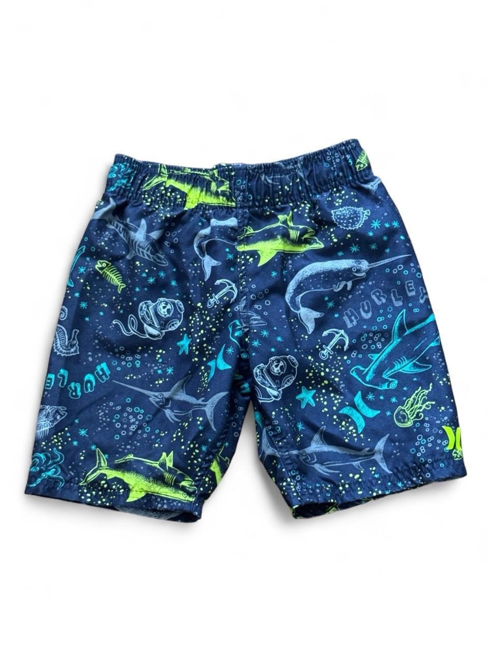 Boys' Dark Blue Shark Print Swim Shorts - Kids Bottoms